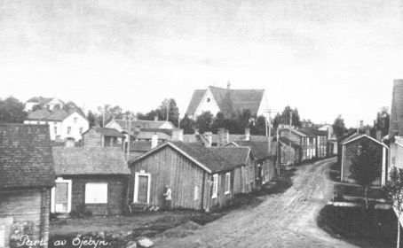  Öjebyn, vy från kvarnen mot kyrkan, slutet av 1800-talet